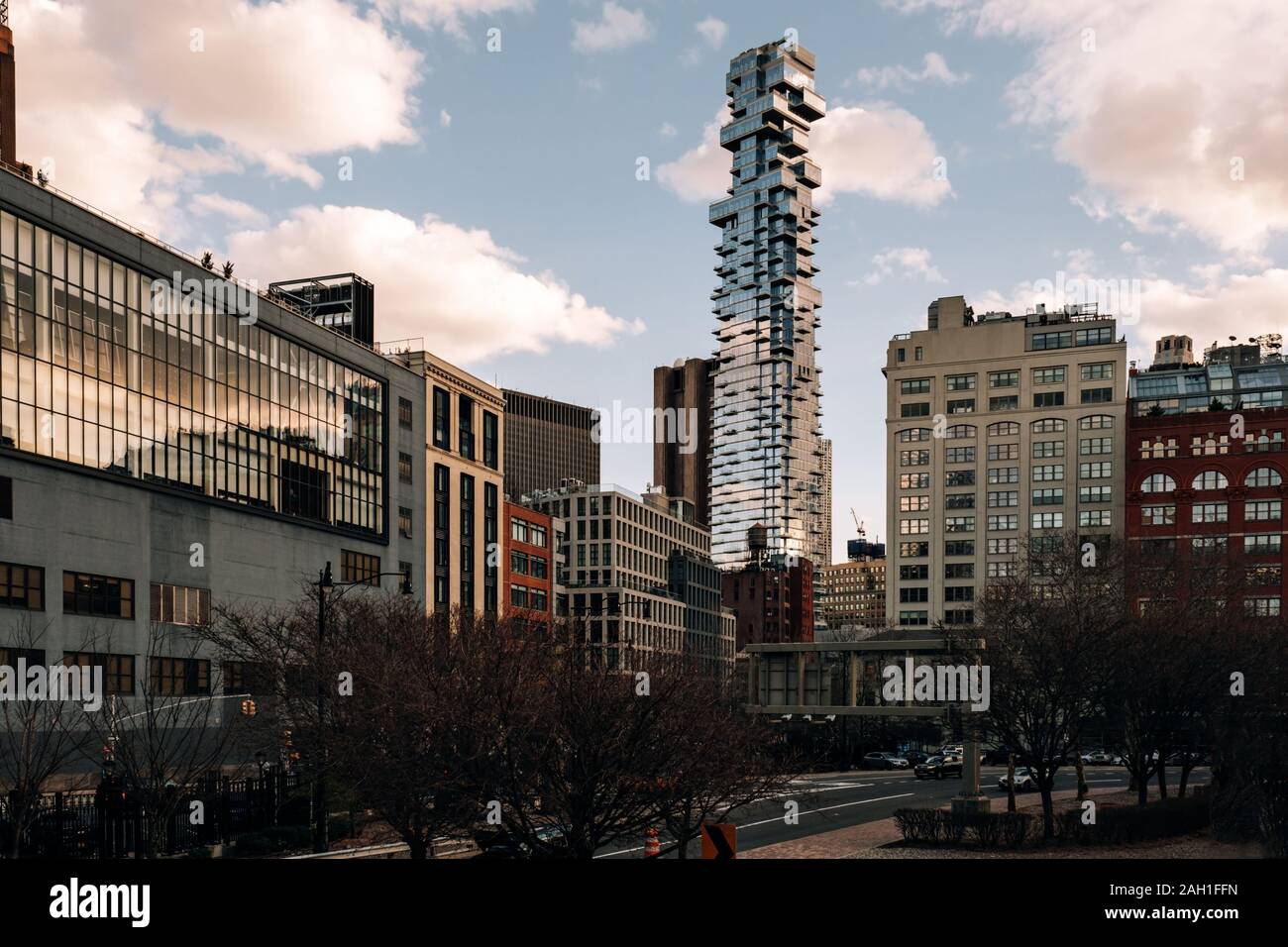 New York City - USA - Mar 19 2019: 56 Leonard Street building of Tribeca at sunset Stock Photo