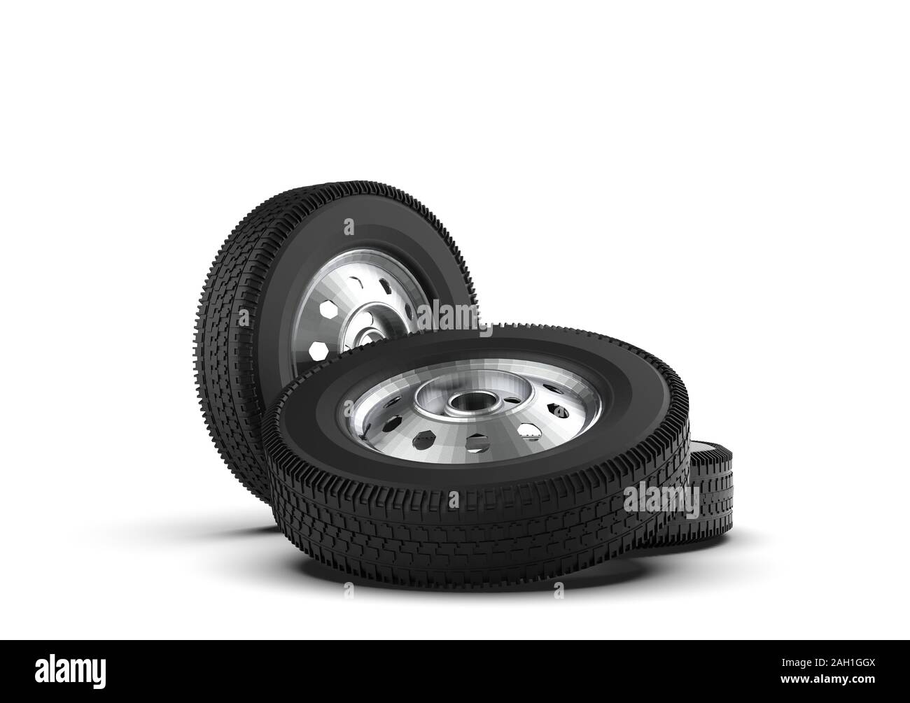 Car Wheel Isolated on White, 3D Rendering Stock Photo - Alamy