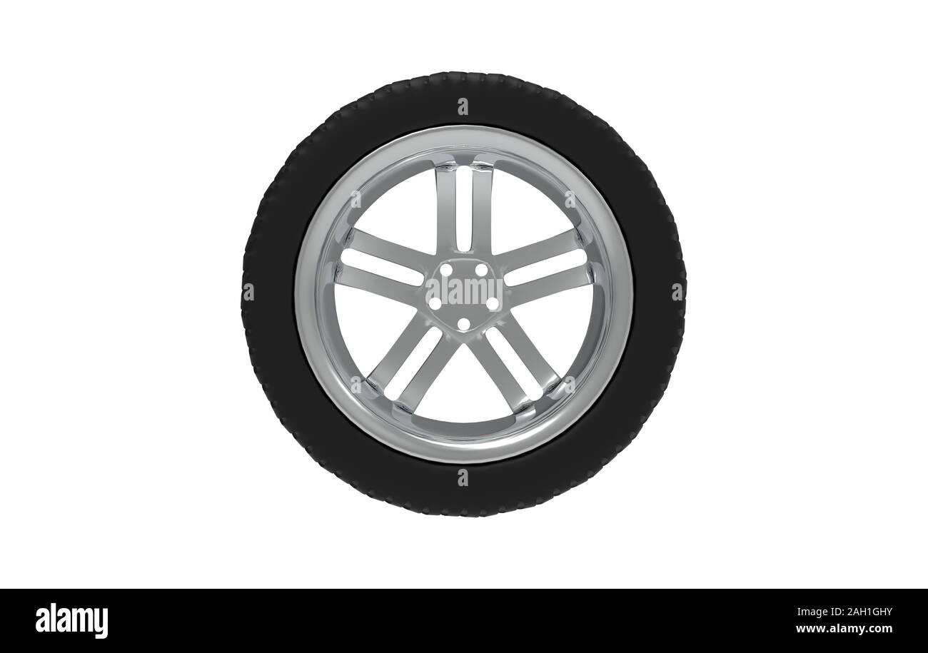 Car Wheel Isolated on White, 3D Rendering Stock Photo - Alamy