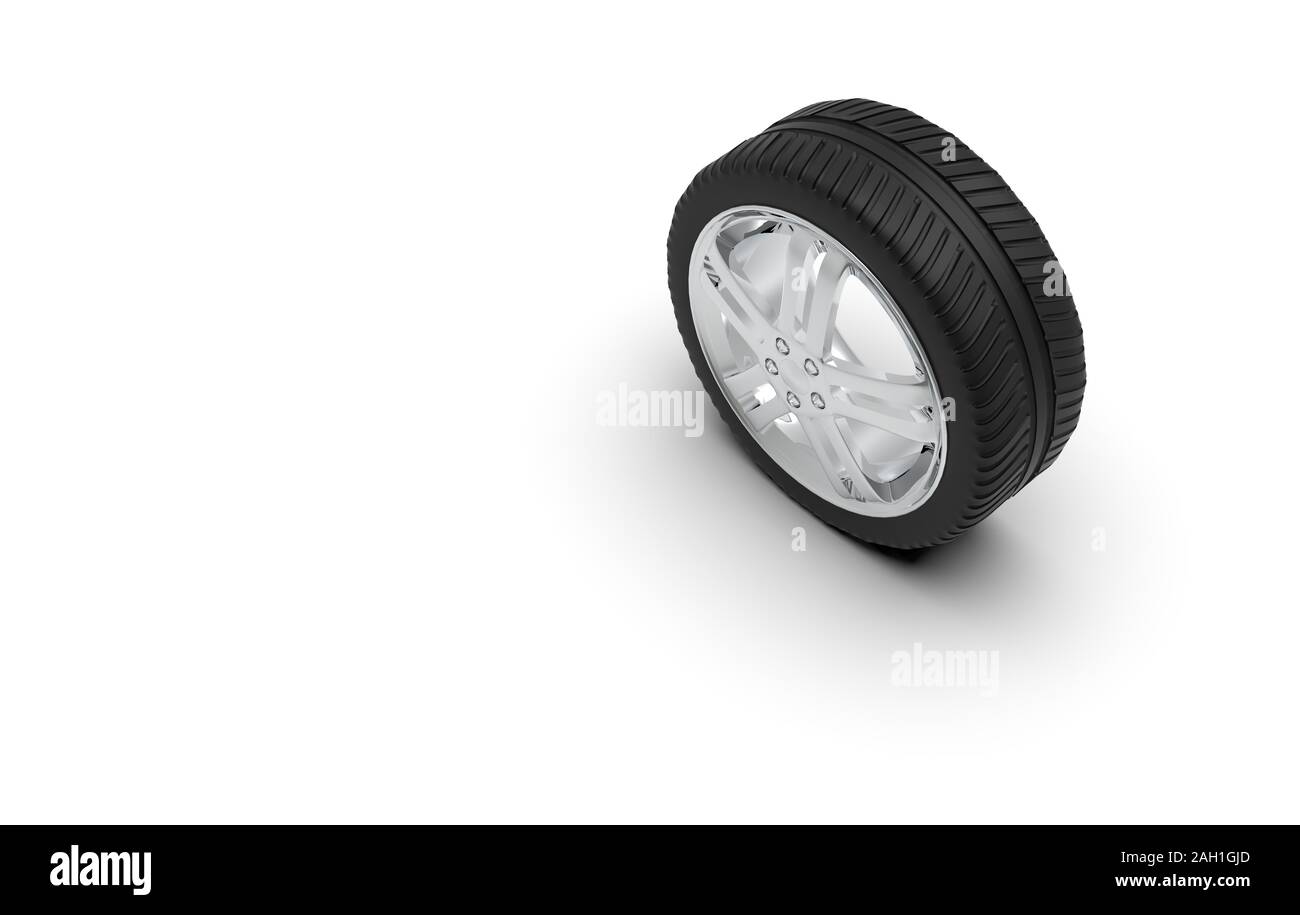 Car Wheel Isolated on White, 3D Rendering Stock Photo - Alamy