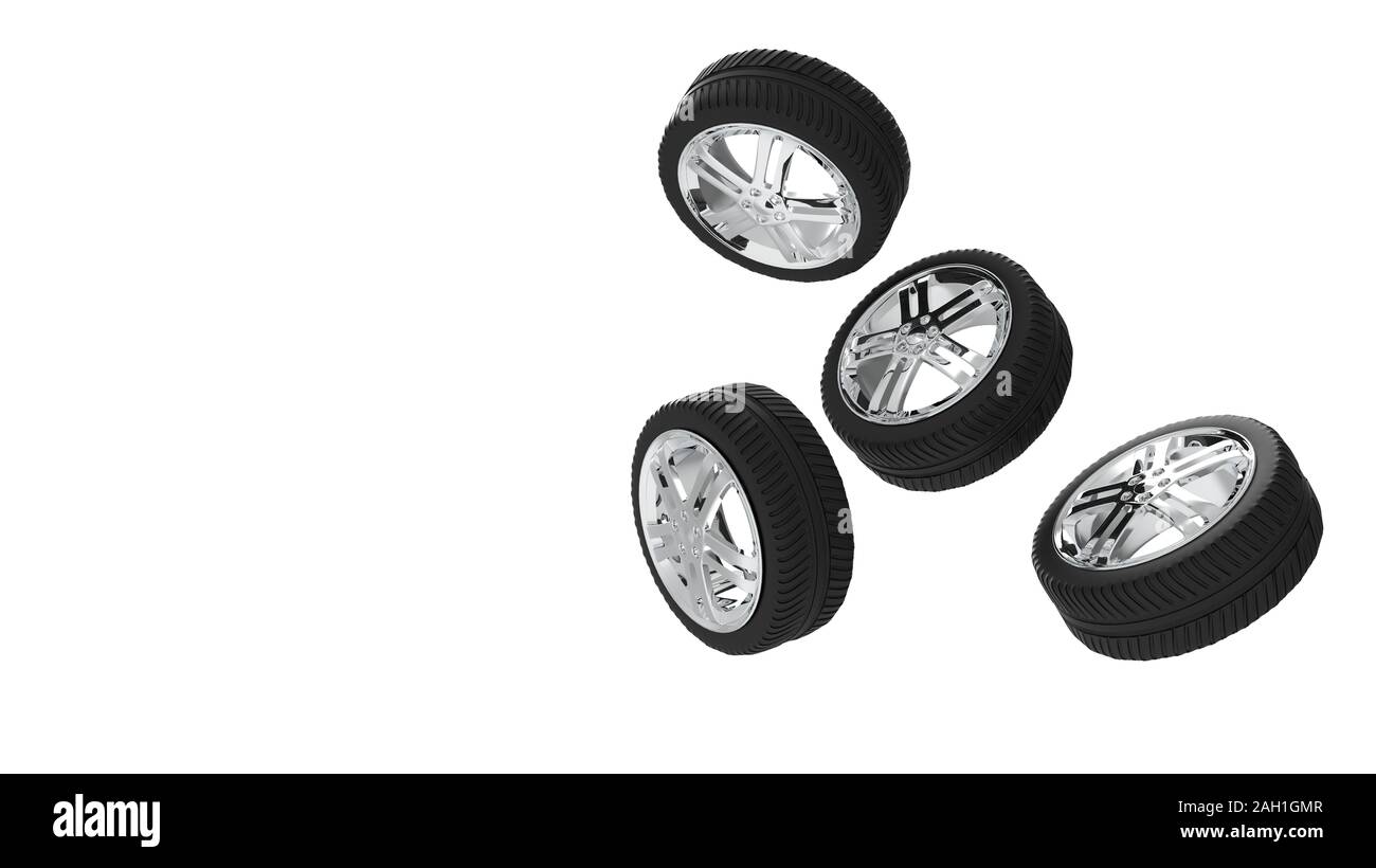 Car Wheel Isolated on White, 3D Rendering Stock Photo - Alamy