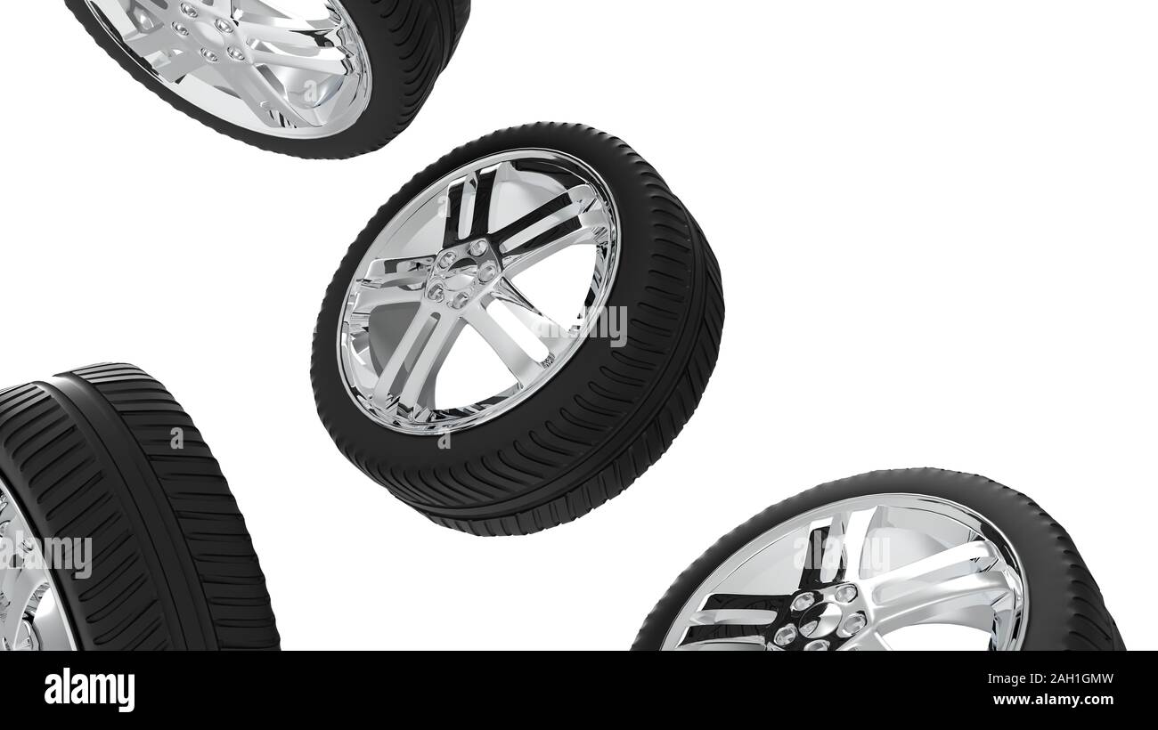 Car Wheel Isolated on White, 3D Rendering Stock Photo - Alamy