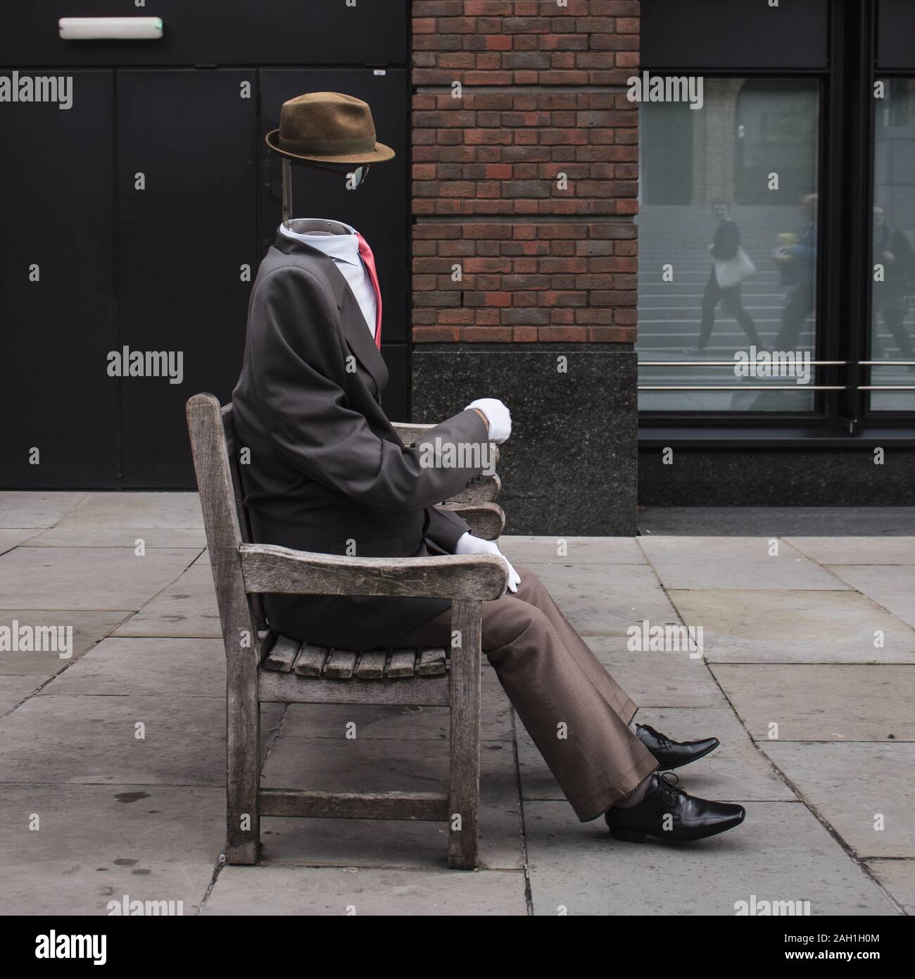 Invisible man street performance in London Stock Photo