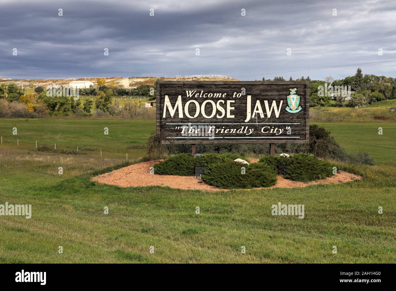 The sign to Moose Jaw, Saskatchewan, Canada Stock Photo Alamy