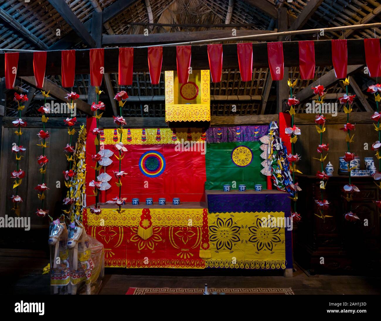 Altar in Thai Hai ethnic village traditional way of life, Thai Nguyen province, Northern Vietnam, Asia Stock Photo