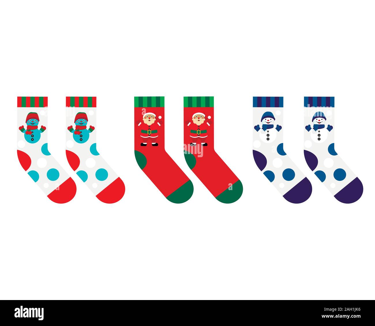 Set of children's Christmas and New Year socks. Vector illustration ...