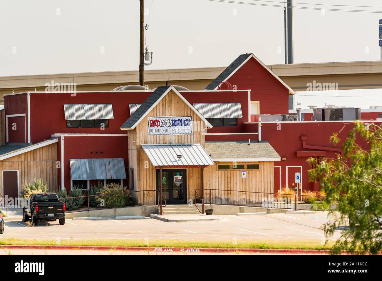 Wooden buildings of restaurants in uptown of Dallas Fort Worth, Texas, USA. Stock Photo