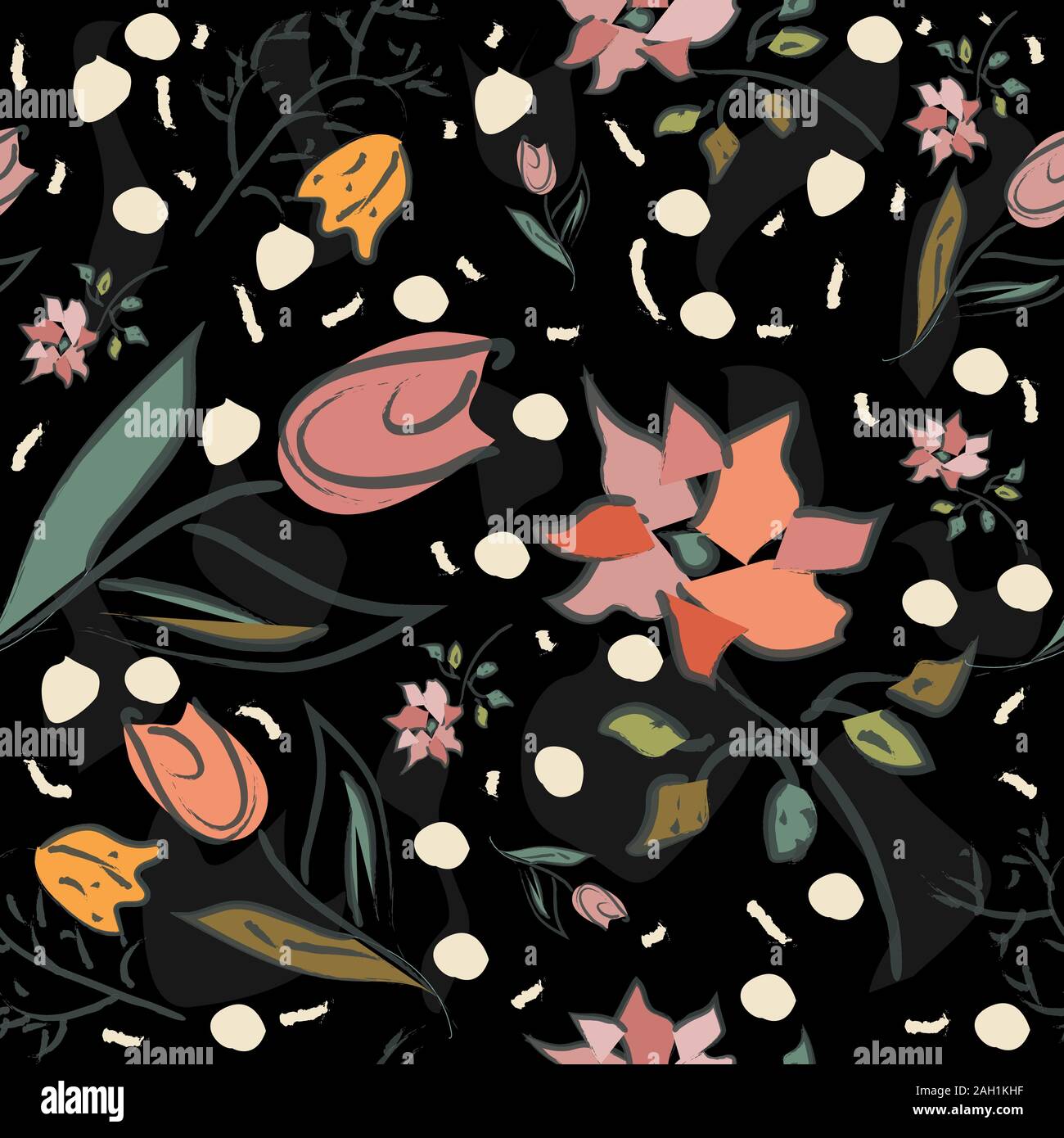 Floral Seamless Pattern. Hand Drawn. Vector Illustration Stock Vector ...
