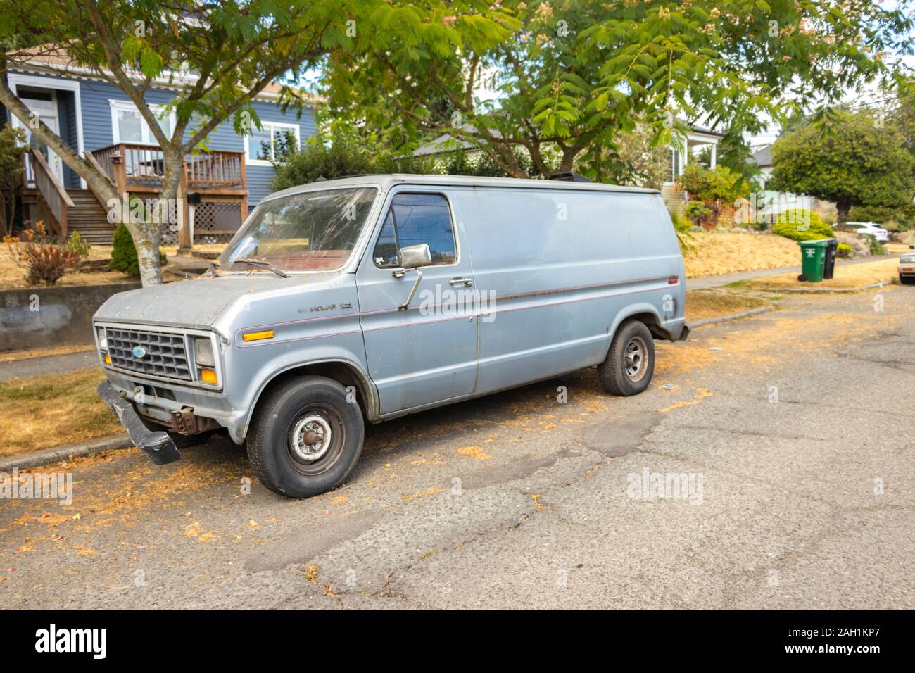 1970s Ford Econoline E150 in parked in American street Stock Photo
