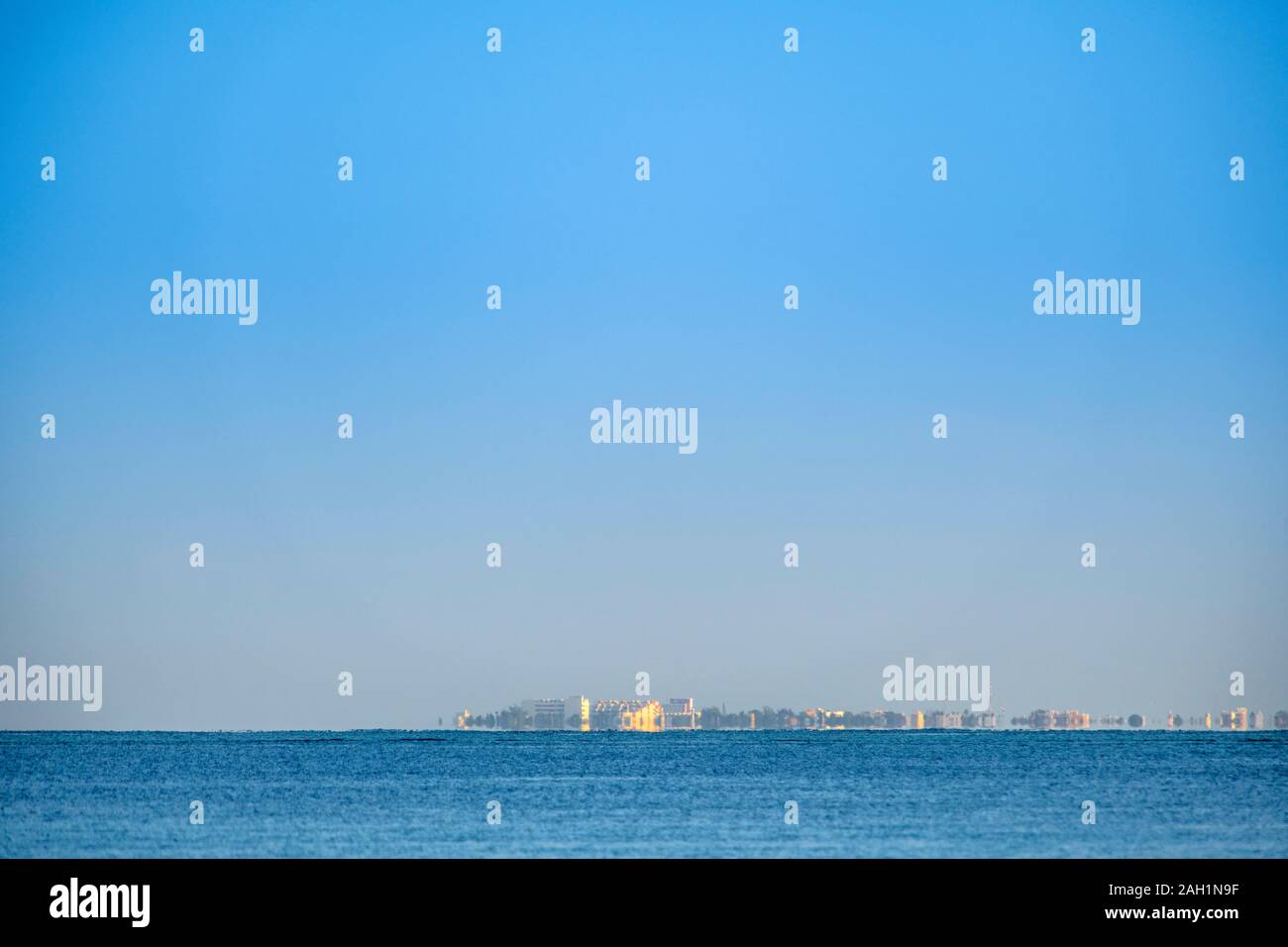 Isla Mujeres on the horizon Stock Photo