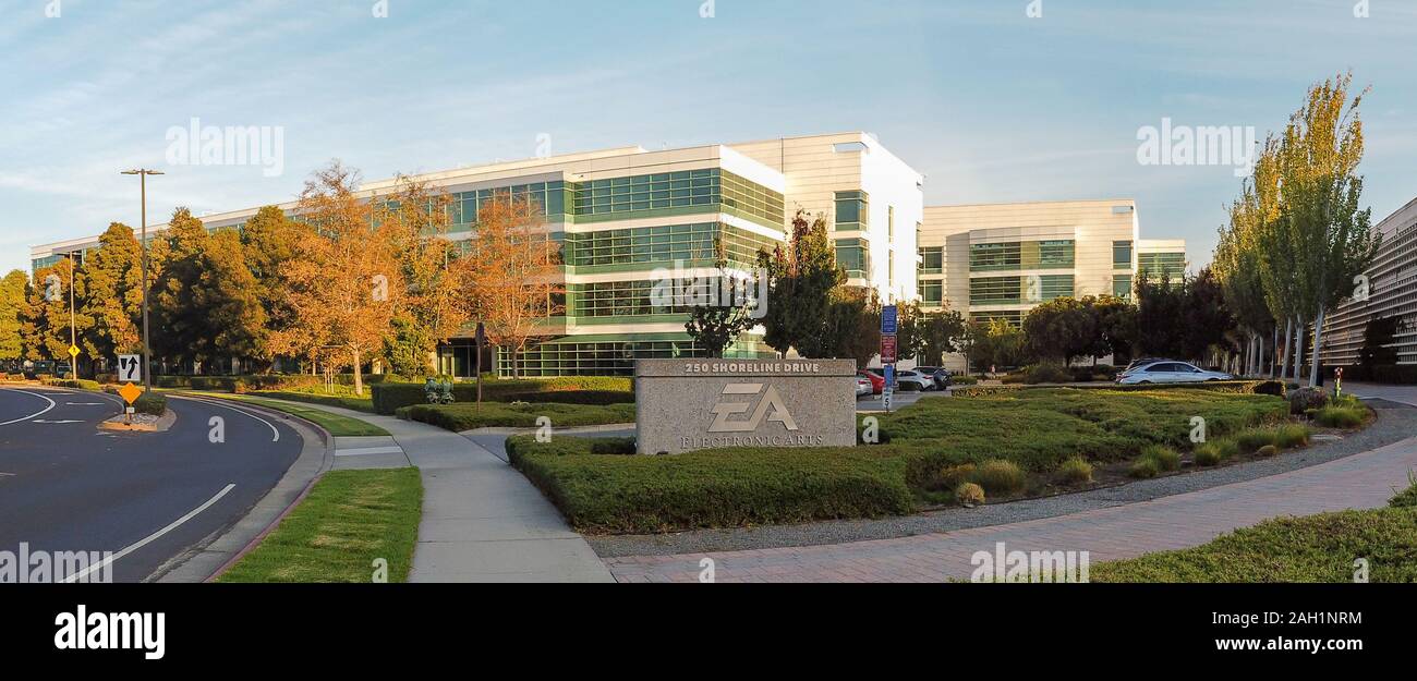 Electronic Arts video game company headquarters in Silicon Valley, San Francisco Bay Area - Redwood City, California, USA, 2019 Stock Photo