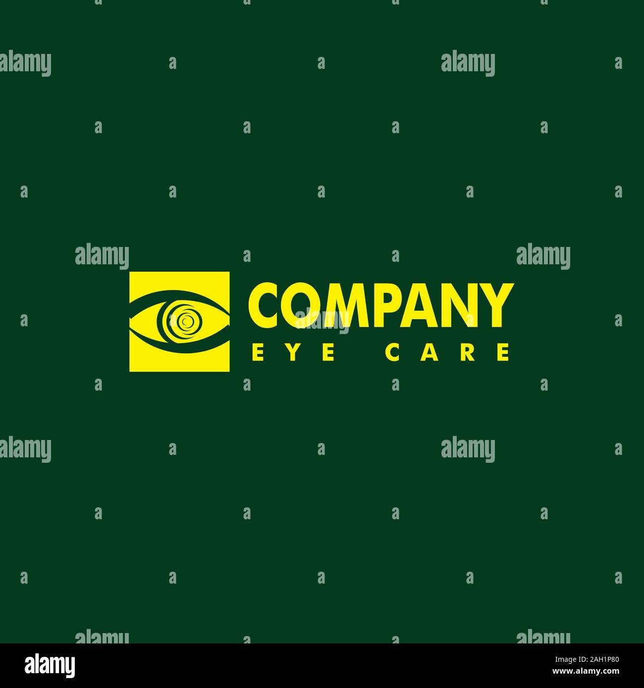 Eye Care Logo Design Template,Square Yellow Eye Logo Concept, Eye Icon