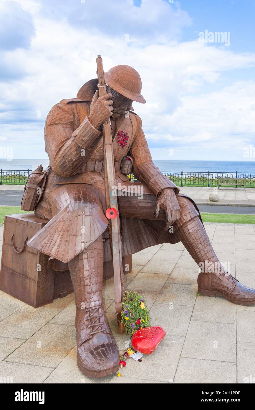 'Tommy' statue on foreshore, Seaham, County Durham, England, United Kingdom Stock Photo