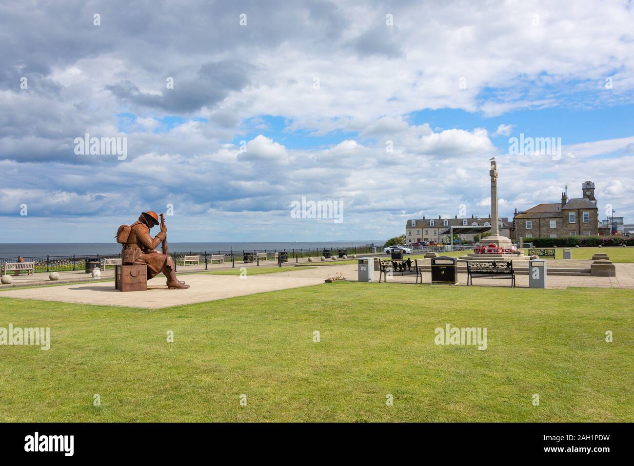 'Tommy' statue on foreshore, Seaham, County Durham, England, United Kingdom Stock Photo