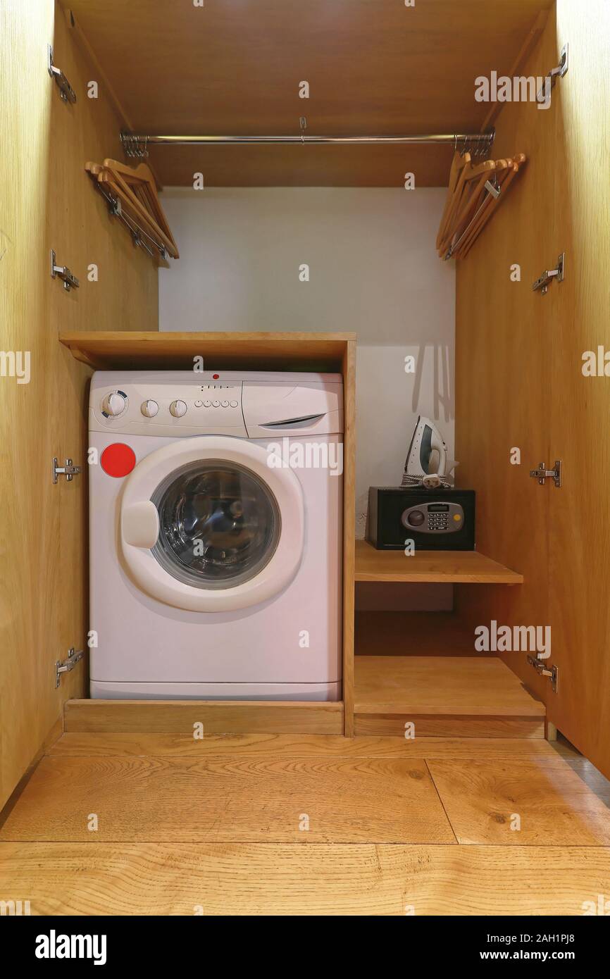 Washing Machine and Safe Box in Closet Stock Photo Alamy