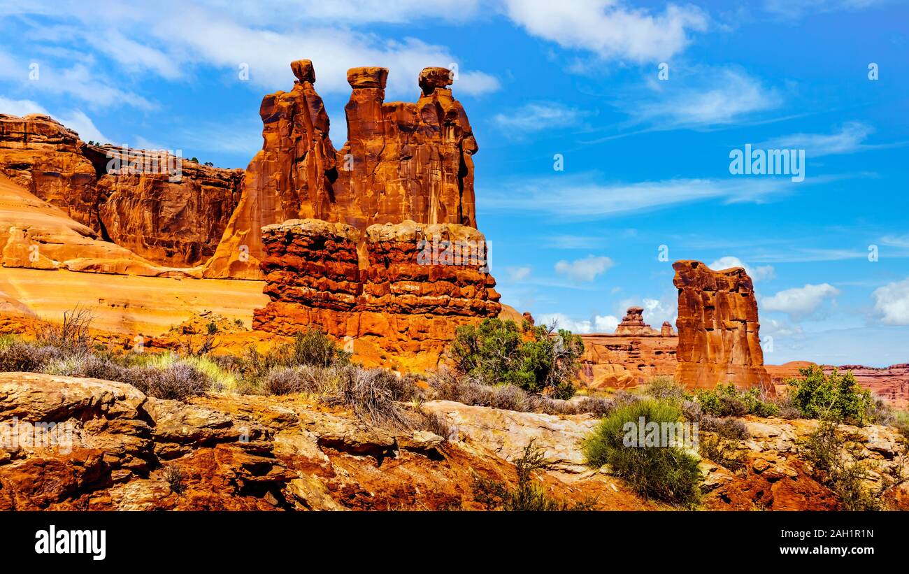 The Three Gossips, a Sandstone Formation in Arches National Park near