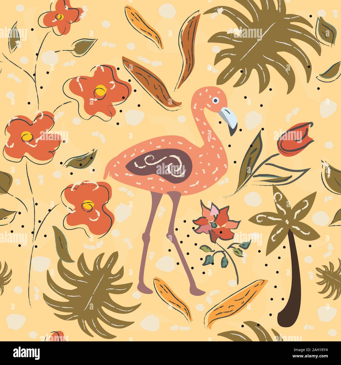 Flamingo Bird Seamless Pattern. Vector illustration Stock Vector Image ...