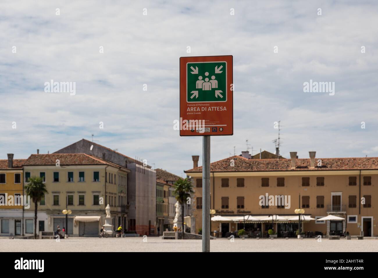Area di attesa sign, Assembly area sign, Palmanova, Friuli Venezia Giulia, Italy Stock Photo