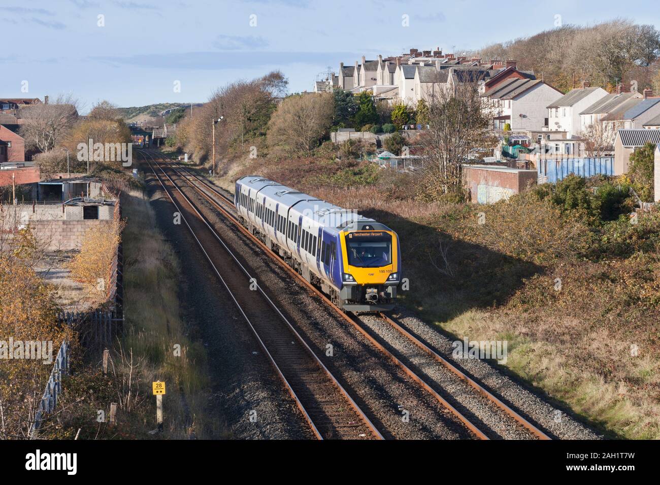 Arriva Northern rail CAF class 195 train departing from Barrow In ...