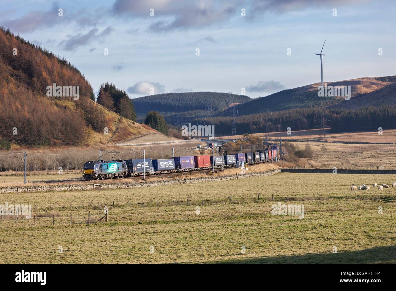 Direct rail services class 88 passing Elvanfoot (north of