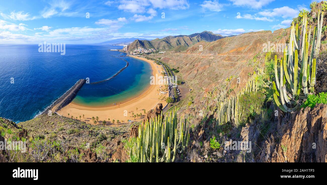 Las Teresitas, Tenerife, Canary islands, Spain: Las Teresitas beach and San Andres village. Stock Photo