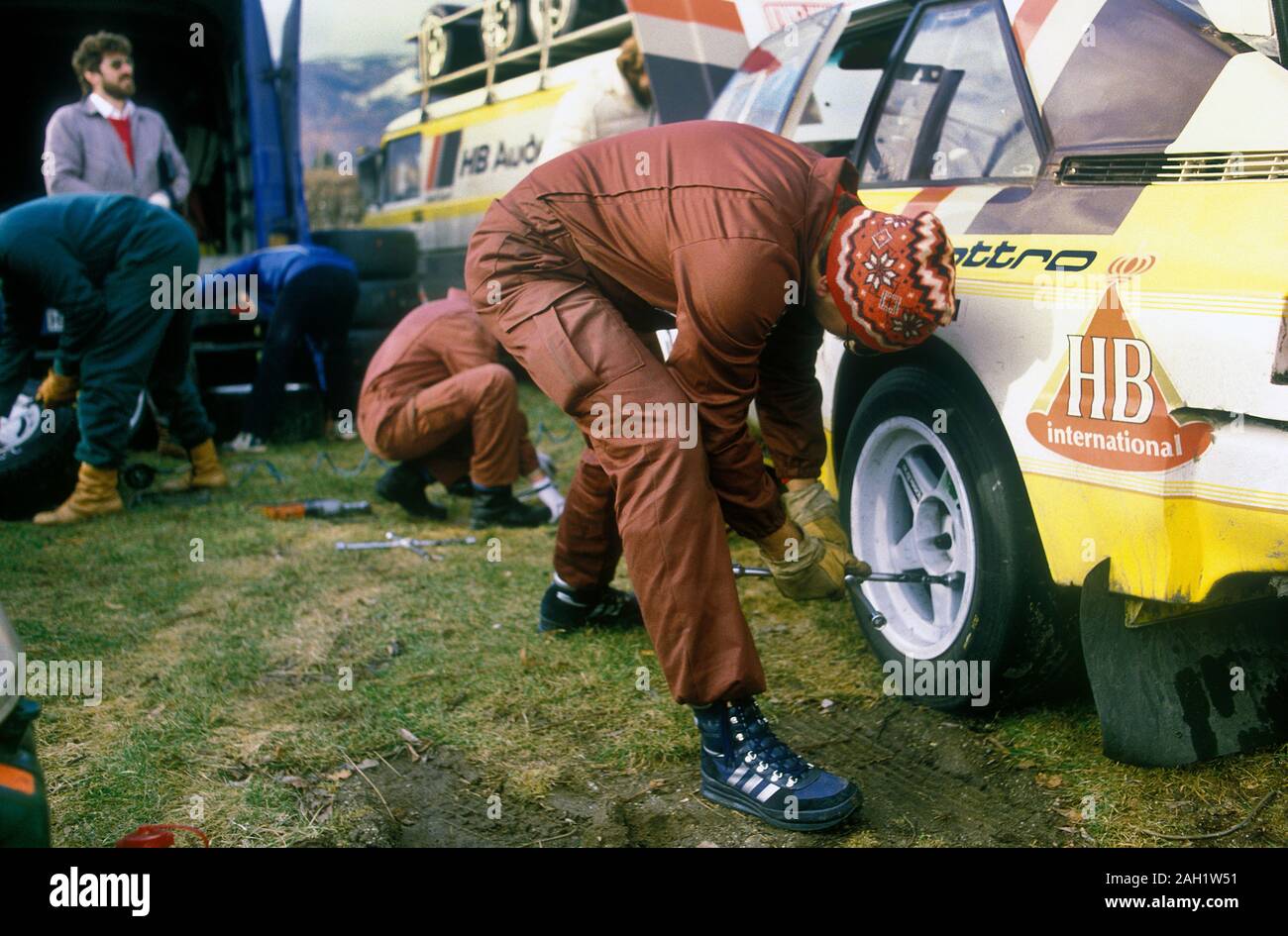 Walter Rohrl Audi Sport Quattro at service on the 1985 Monte Carlo Rally  Stock Photo - Alamy