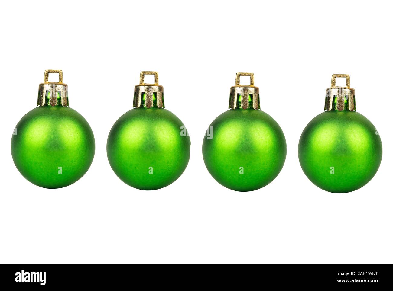 Four green Christmas balls isolated on white background Stock Photo Alamy