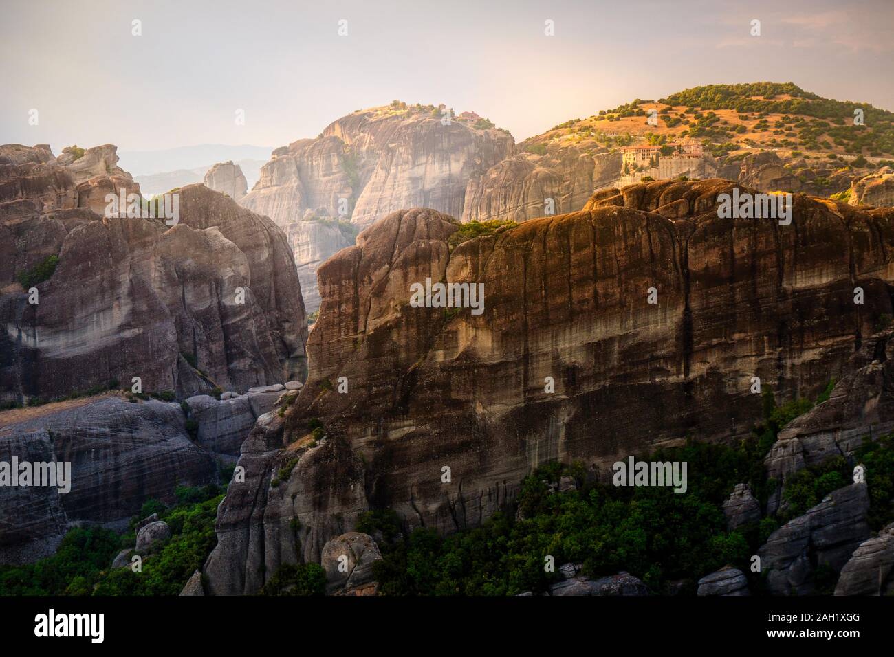 Mountain in the sun in Greece close up horizontal Stock Photo