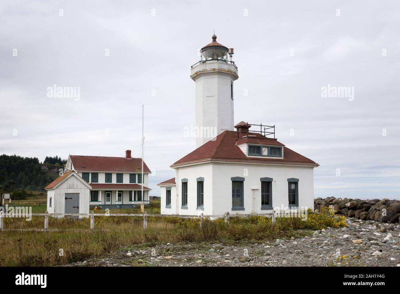 Point Wilson Light in Fort Worden State Park near Port Townsend, Jefferson County, Washington State, United States Stock Photo