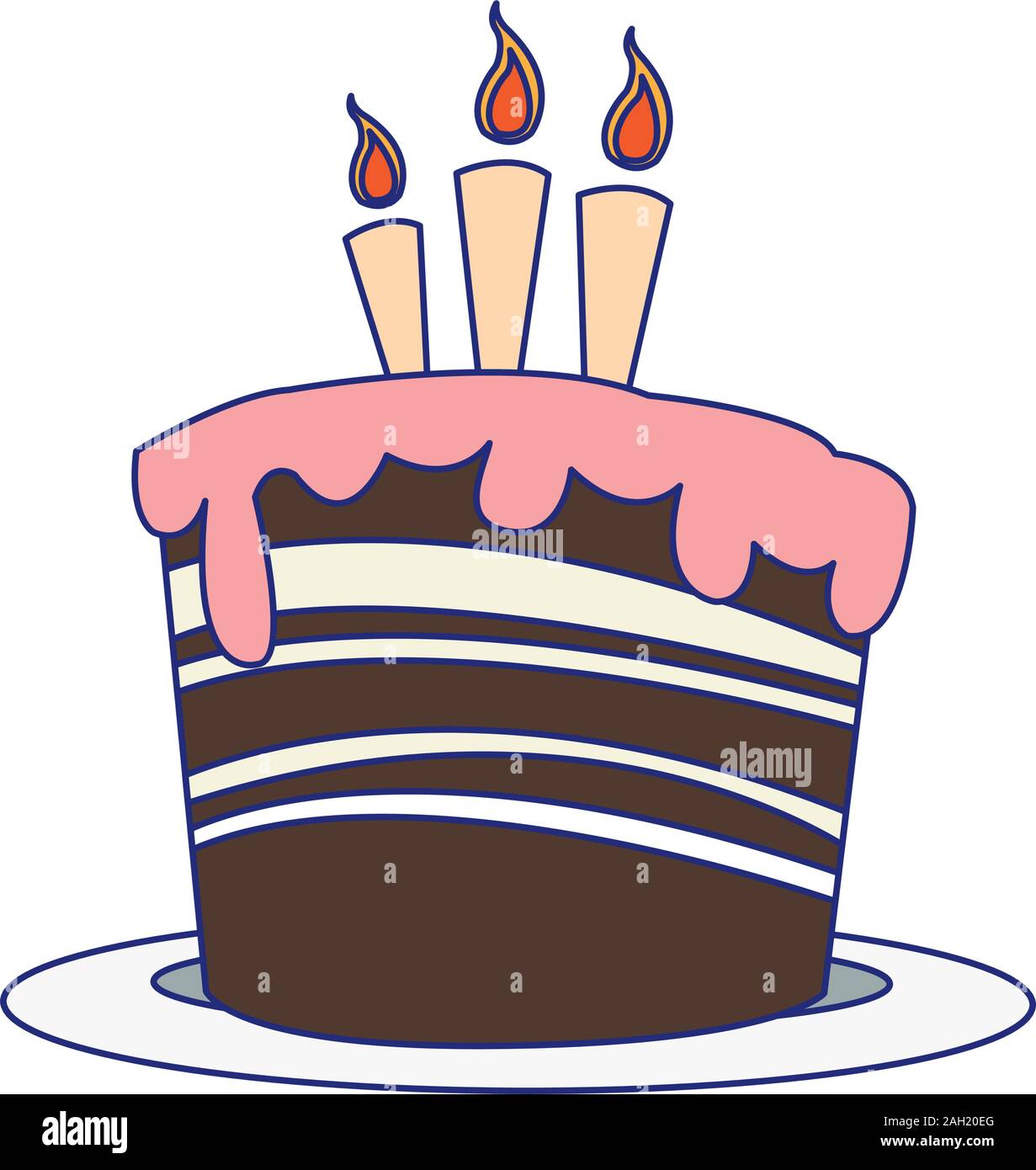 Birthday cake with three candles icon Stock Vector Image & Art - Alamy