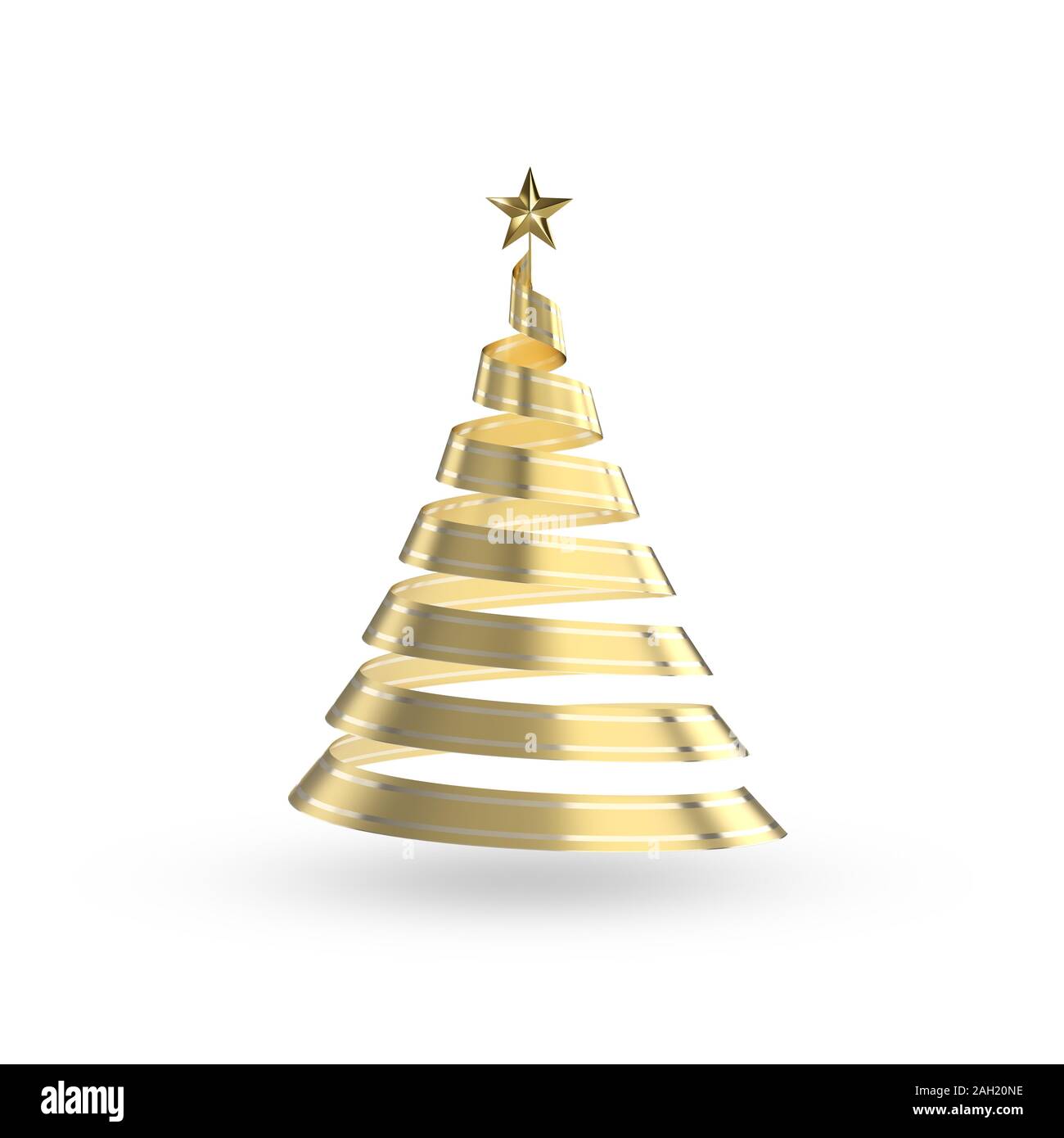 Abstract 3D christmas golden ribbon tree with clipping path - 3D render ...