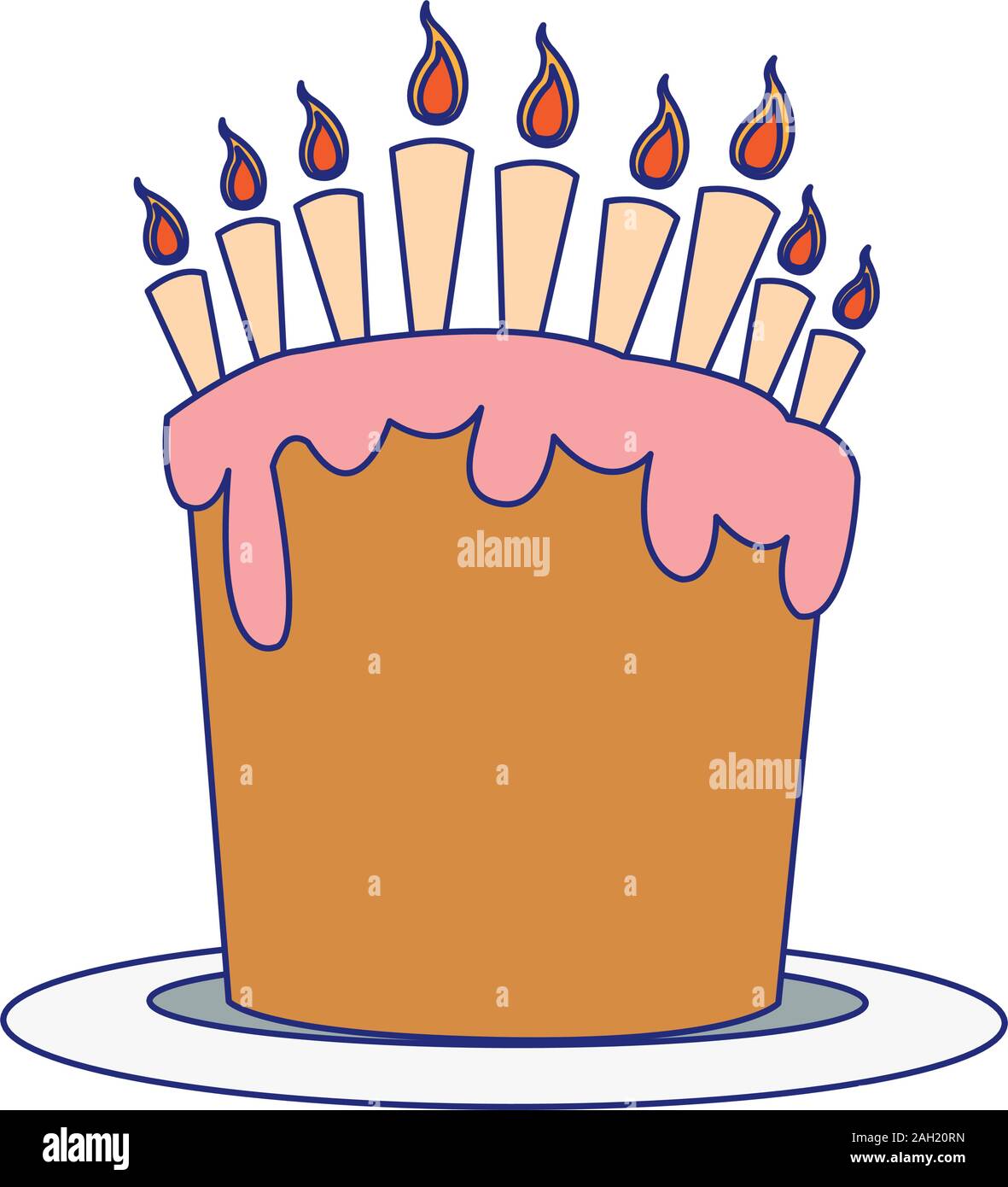 sweet birthday cake with candles icon, colorful flat design Stock ...