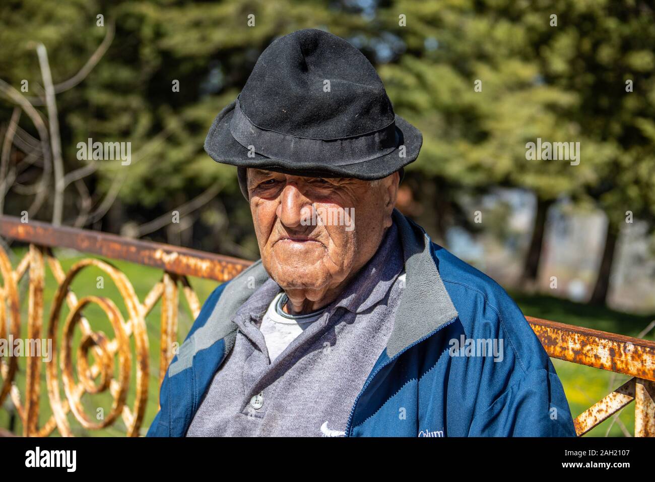 Elderly Lebanese man, Bcharre or Bsharri, Lebanon Stock Photo