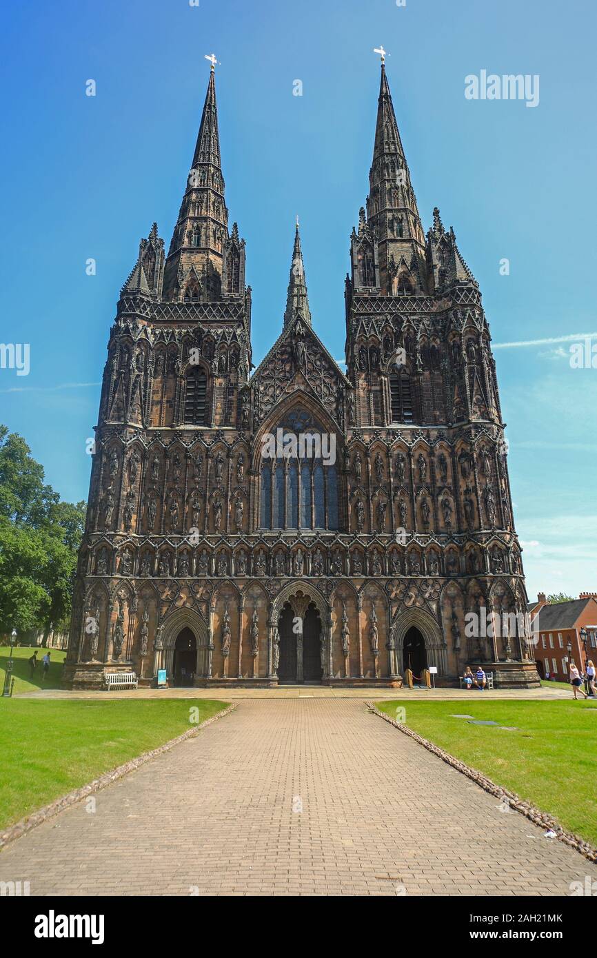 The West Front of Lichfield Cathedral, the only medieval English ...