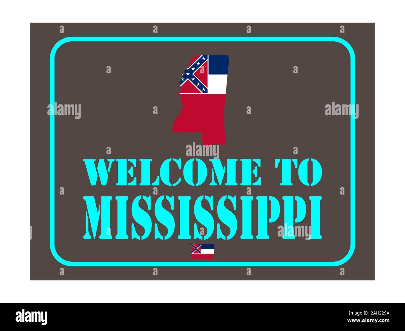 Welcome to Mississippi sign with flag map Vector illustration Eps 10 Stock Vector