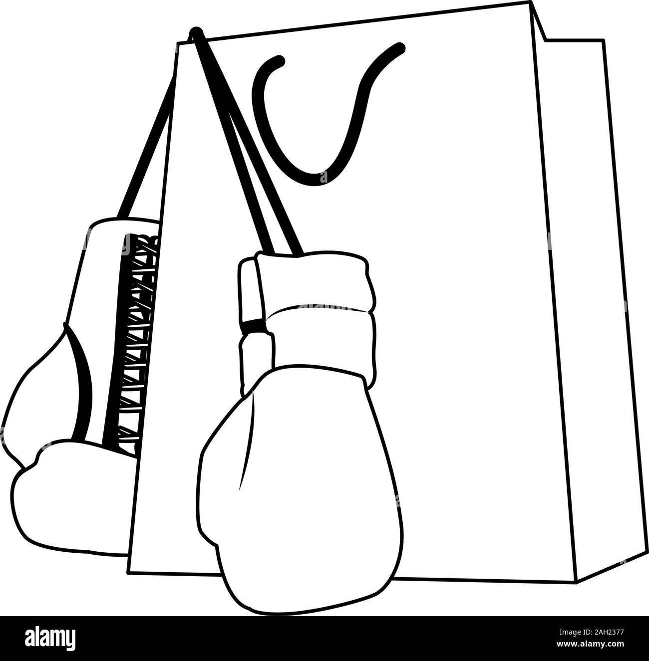shopping bag with boxing gloves, flat design Stock Vector Image & Art