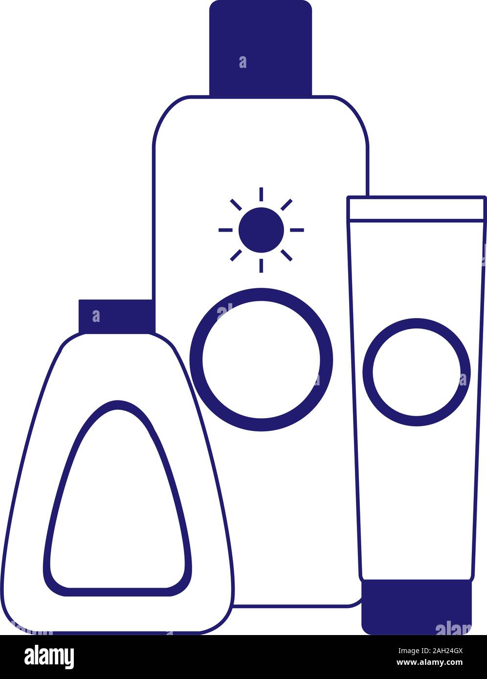sun bronzers and sunscreens bottles, flat design Stock Vector