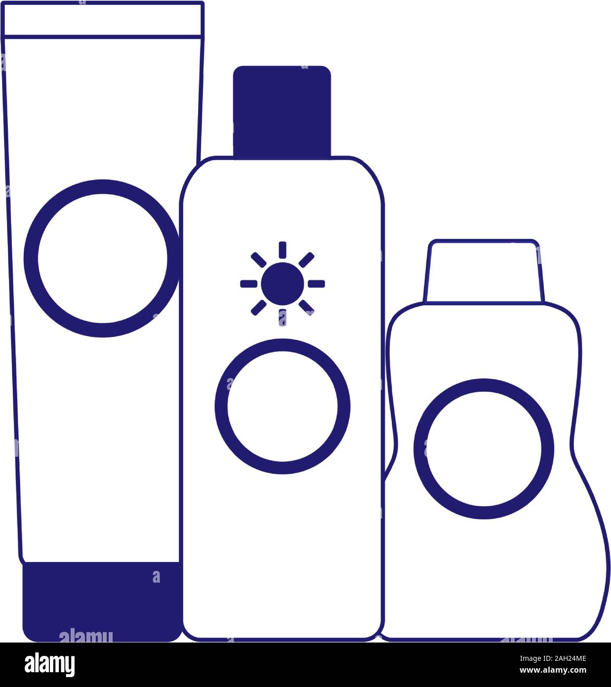 sunscreens bottles icon, flat design Stock Vector
