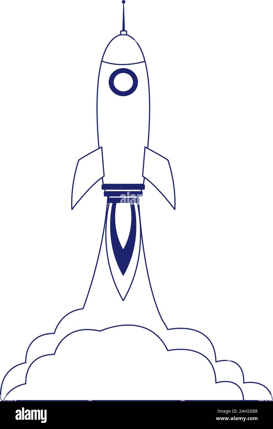 space rocket launching icon, flat design Stock Vector