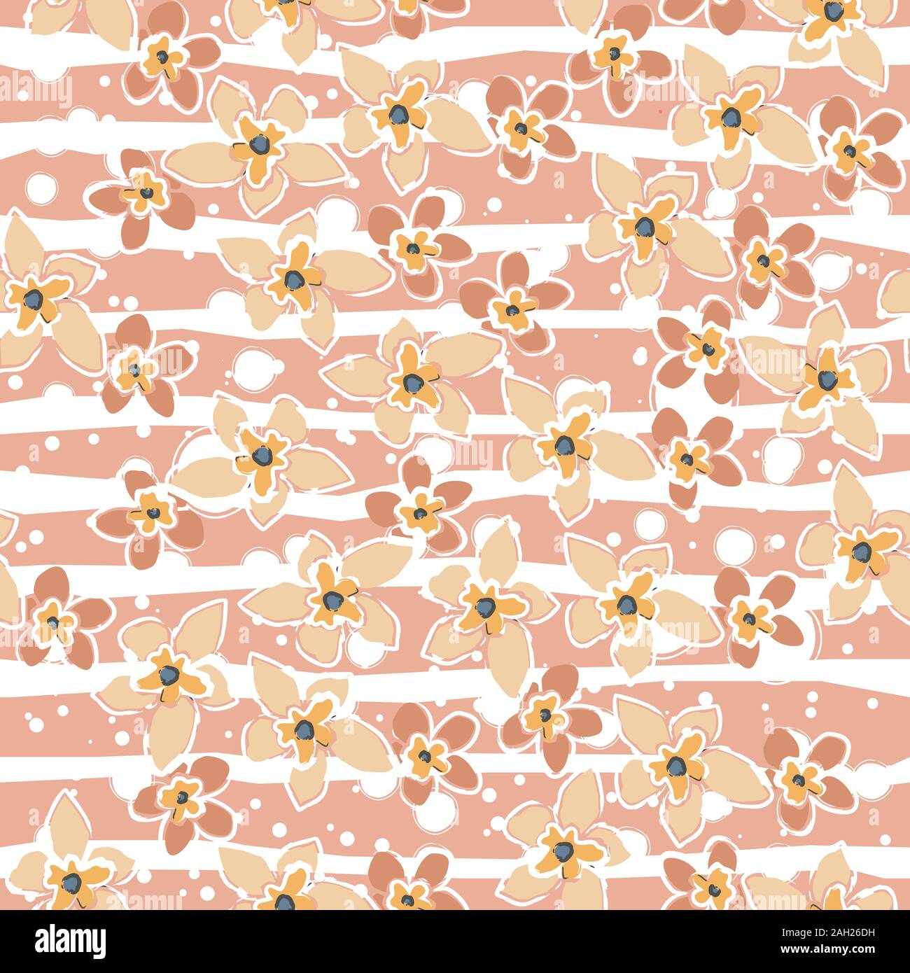 Seamless Pattern with Cute Flowers. Hand Drawn Scandinavian Style ...