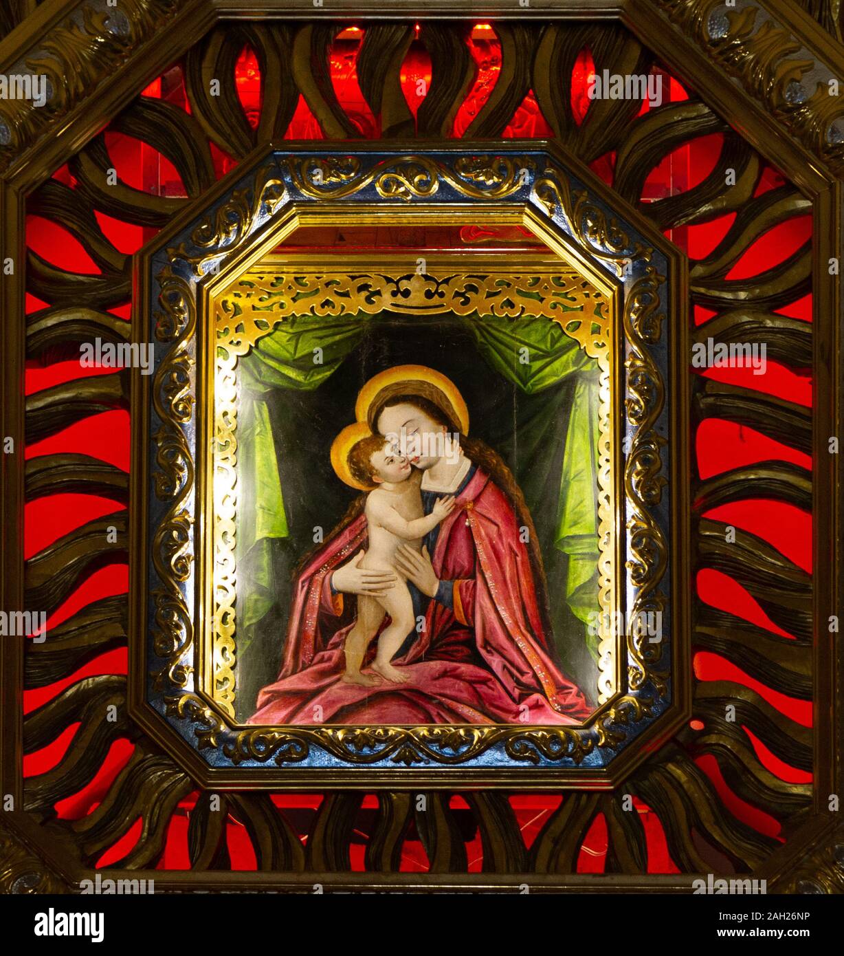 The painting of the Madonna in the Sanctuary of Our Lady of Tylicz. Stock Photo
