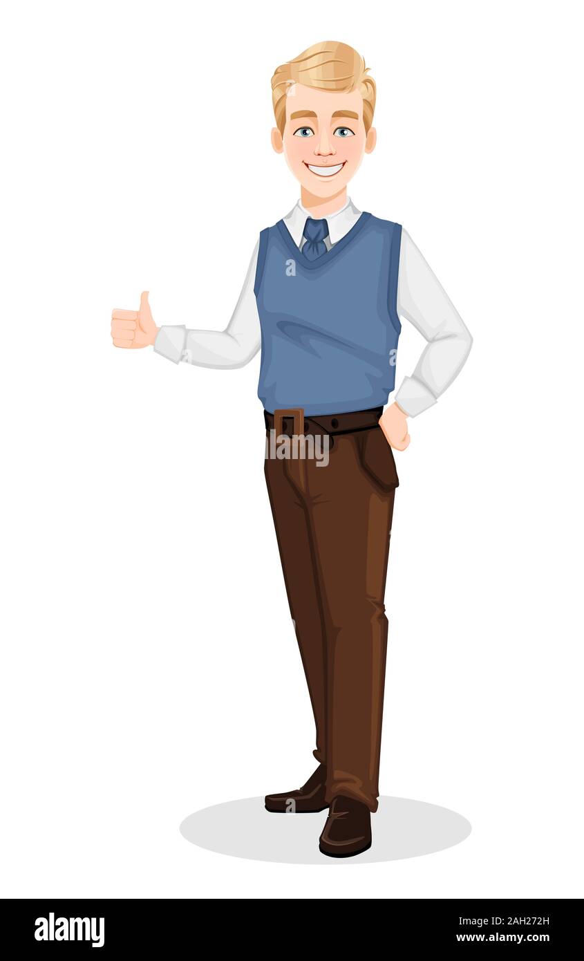 Successful business man in office style clothes. Handsome blonde ...