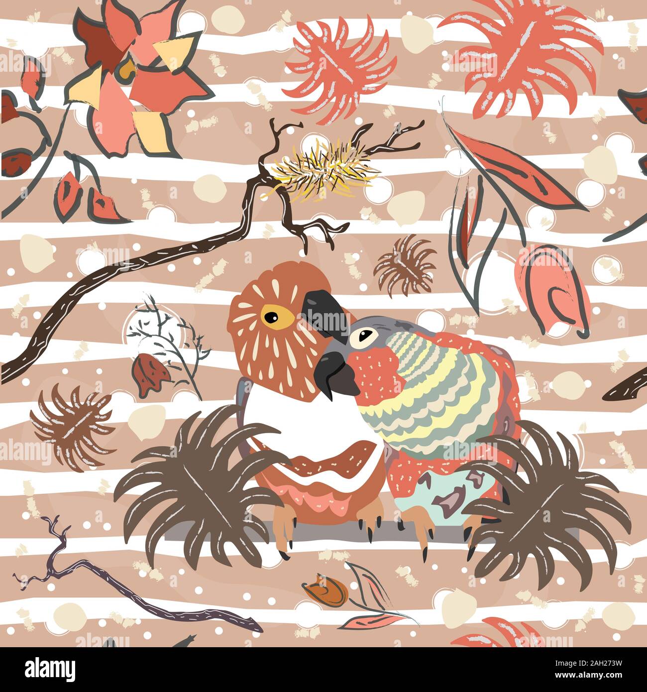 Parrot Birds Seamless Pattern. Vector illustration Stock Vector Image ...