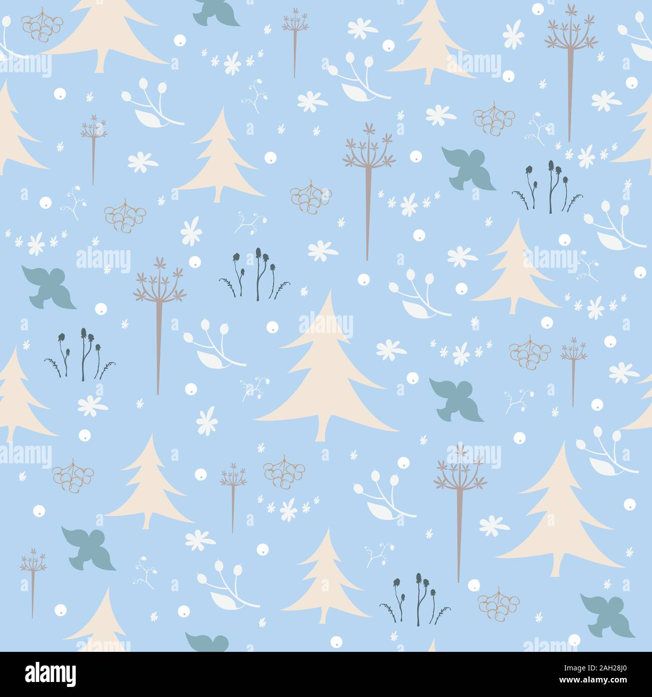 Hand drawn Winter/Merry Christmas seamless pattern. Holiday background. Stock Vector