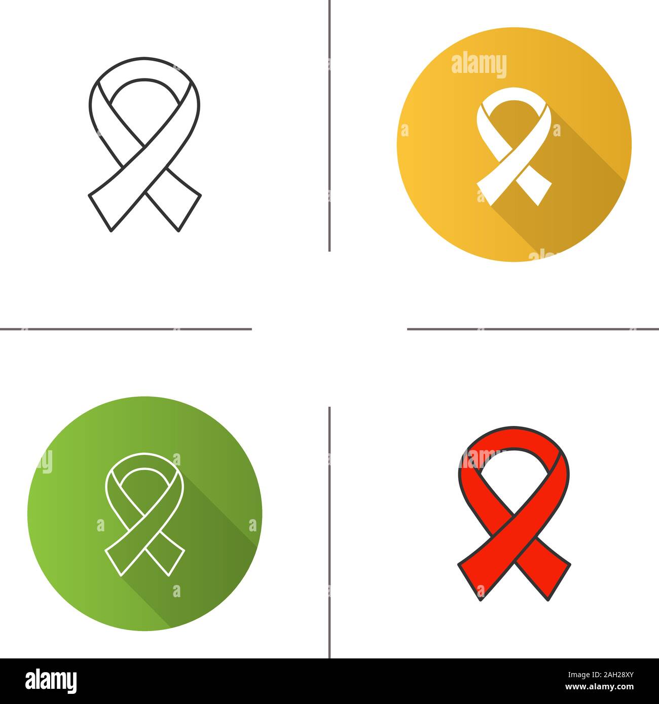 Anti HIV ribbon icon. Fighting against AIDS. Flat design, linear and ...