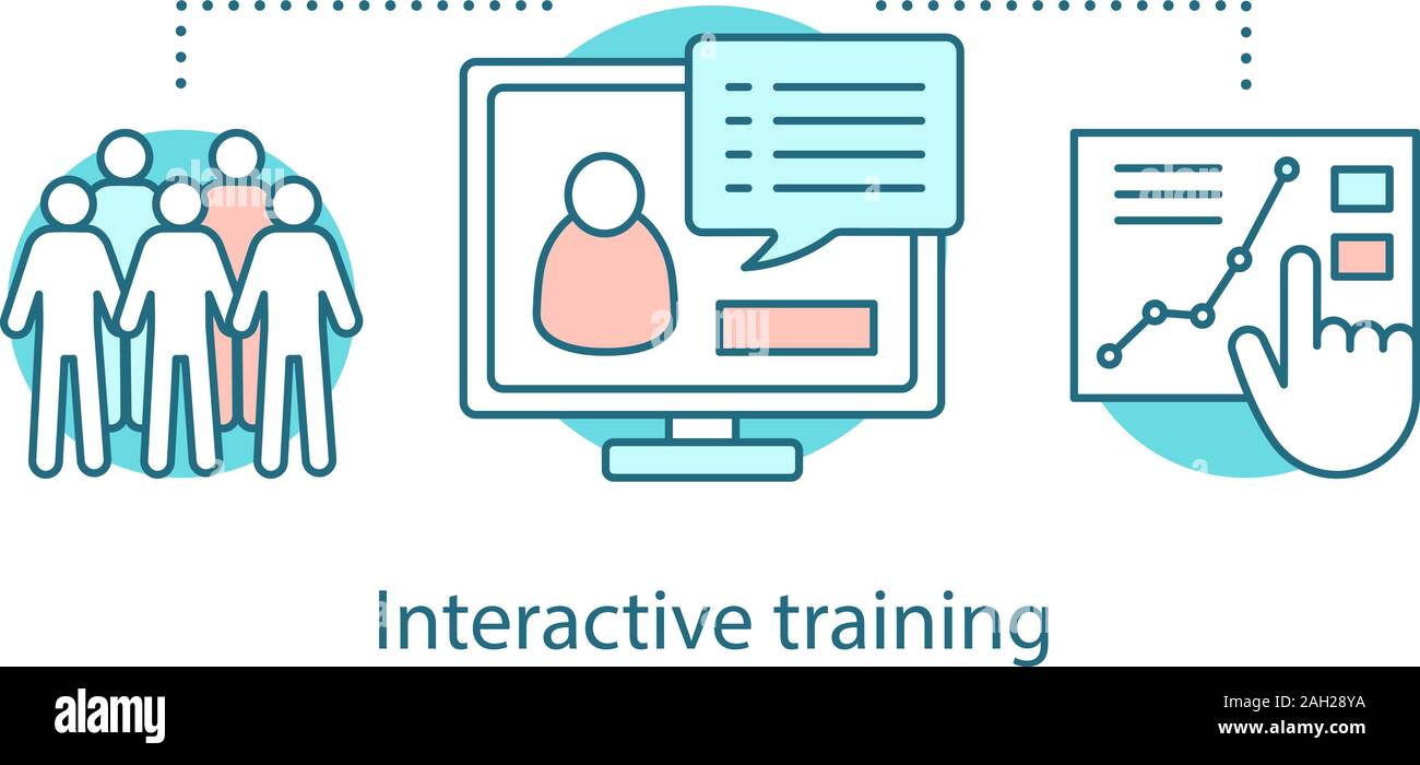 Interactive training concept icon. Online statistics idea thin line ...