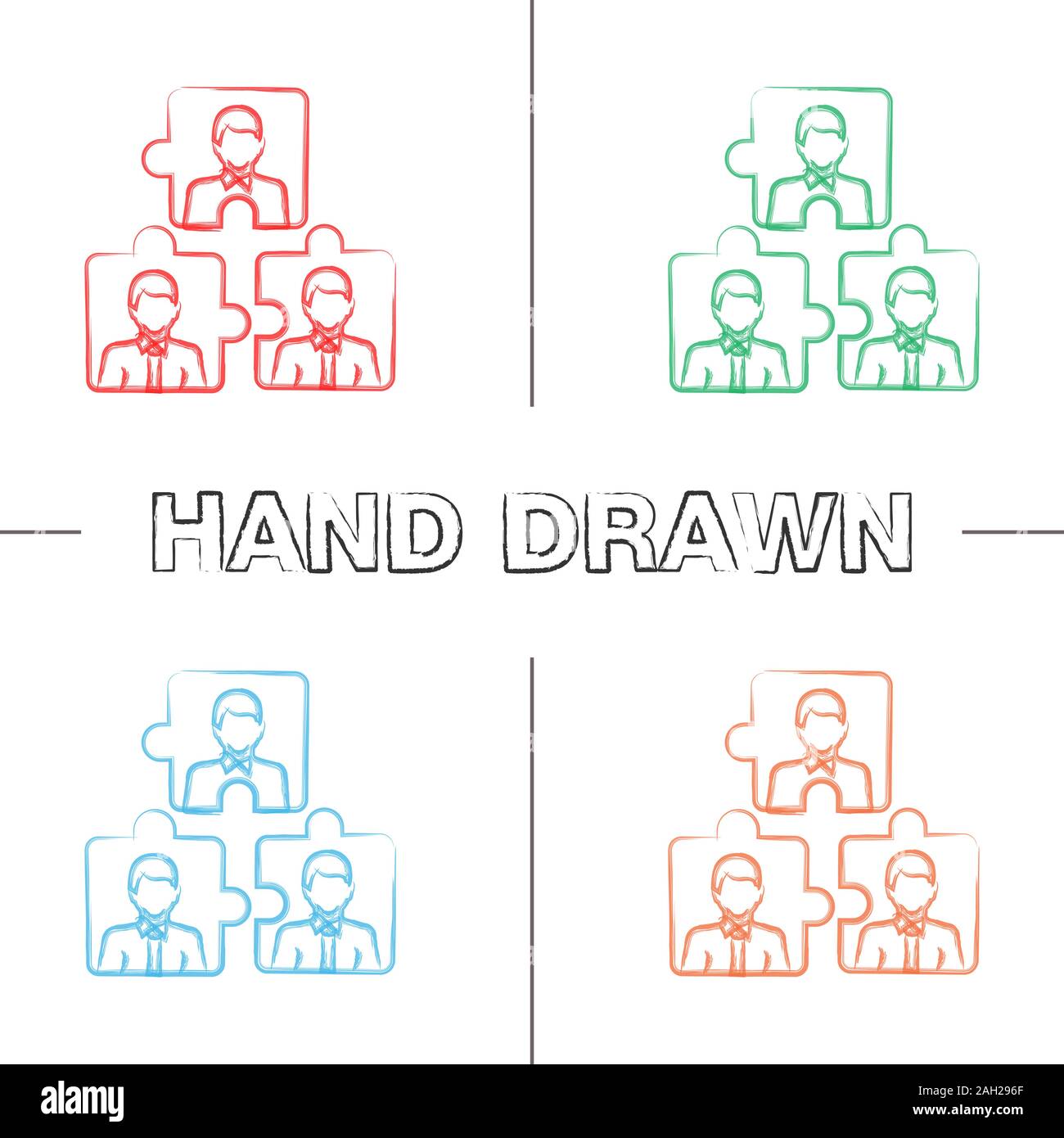 Teamwork Hand Drawn Icons Set Team Problem Solving Personnel Interaction Partnership Color Brush Stroke Staff Puzzles Isolated Vector Sketchy Il Stock Vector Image Art Alamy