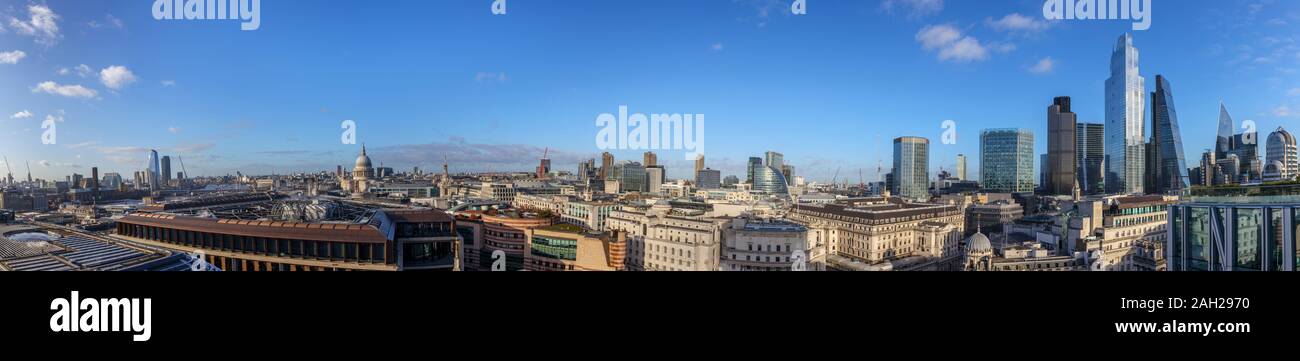 Panoramic view west from the City of London financial district in EC4 ...
