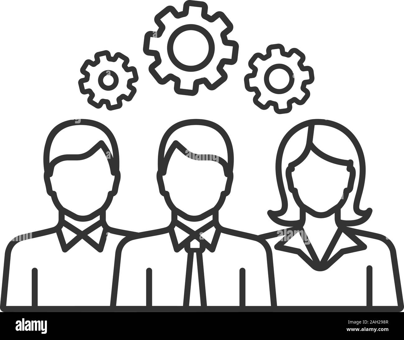 Teamwork linear icon. Leadership. Thin line illustration. Staff