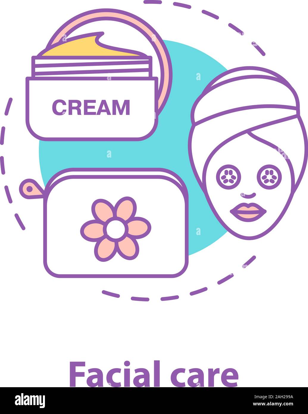 Facial care concept icon. Cosmetics idea thin line illustration. Care